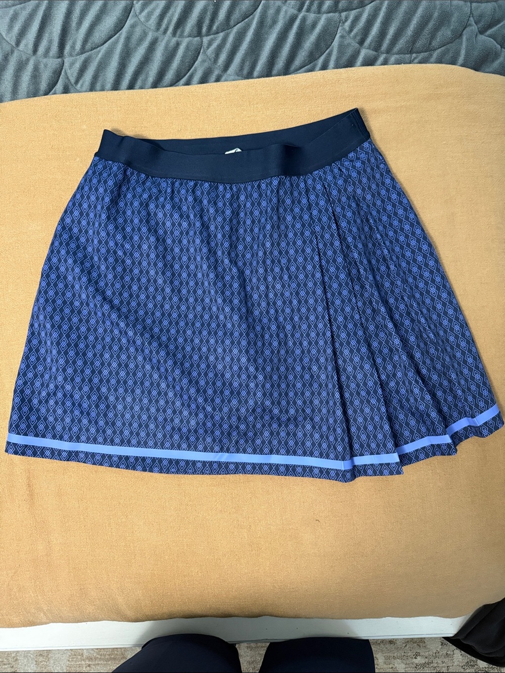 Lady Hagen Navy Blue Patterned Skater Skirt